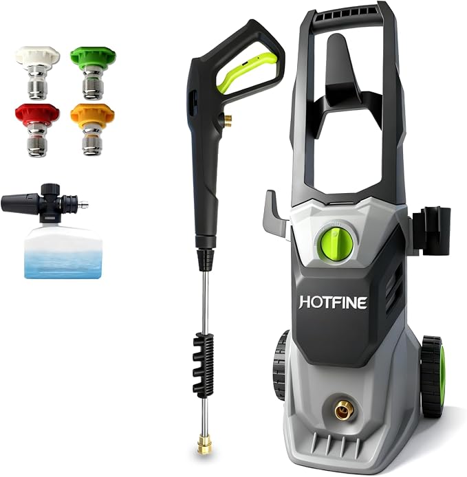 Portable Washer with 4 Quick Connect Nozzles, Washer Cleaning Machine for Cars, Fences, Patios, Decks, Patios and Driveway, Grey