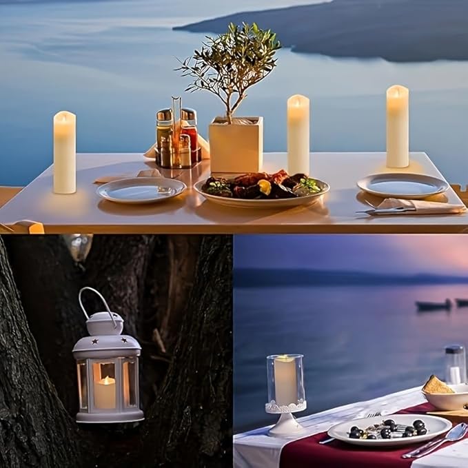 48 Pack Flameless Candles with Remote & 24H Timer - Waterproof Battery Operated Decorative Candles,3 Sizes(4" 5" 6" inch) for Home Decor, Wedding, Christmas, Party (Warm White)