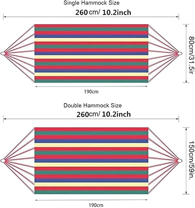 Hammock Portable Travel Thickened Hanging Hammocks Outdoor Indoor Single Double Canvas Hammocks Courtyard Children's Swing Quick-Opening(Red-260X150CM)