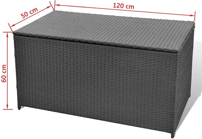 Patio Storage Box Deck Storage Box Outdoor Storage Cabinet Waterproof Storage Containers Storage Outdoor Black 47.2"x19.7"x23.6" Poly Rattan