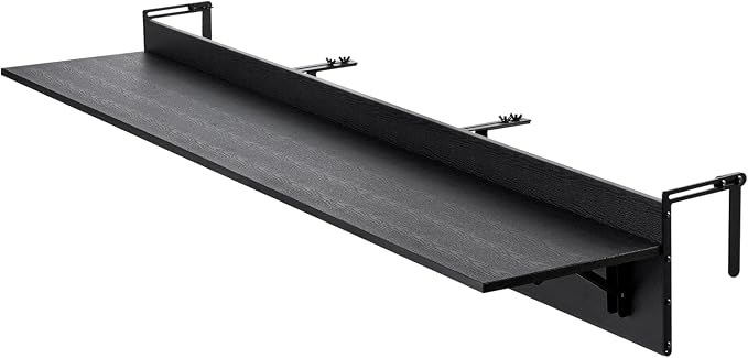 VEVOR Balcony Hanging Table, 59 x 12 inch, Outdoor Balcony Bar Table for Railings, 50 lbs Loading, Fit Railing from 1" to 4.3", Serving Table for Patio & Deck