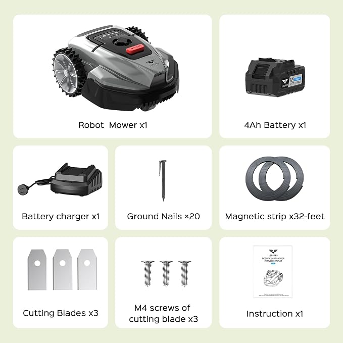 2026 NEW LEBOSBO V3 Robotic Lawn Mower, AI Vision Recognition Robot Lawn Mower with APP Control, Low-Noise Operation, Adjustable Cutting Height, No-Go Zones, for Small Lawns Up to 1600 Sq.Ft.