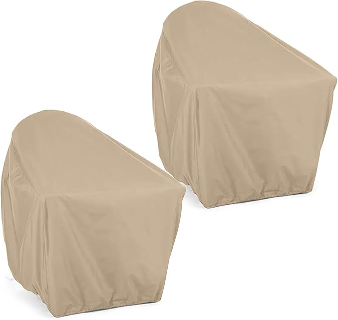 Covermates Adirondack Chair - Light Weight Material, Weather Resistant, Elastic Hem, Seating and Chair Covers, 32W x 34D x 38H - Set of 2, Classic Tan