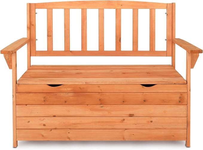 Outdoor Storage Deck Box with Armrest Bench, for Garden, Pool, Patio, Storage Bench Deck Box for Patio Furniture, Front Porch Decor and Outdoor Seating – Perfect to Store Garden Tools 112 x 58 x 84cm