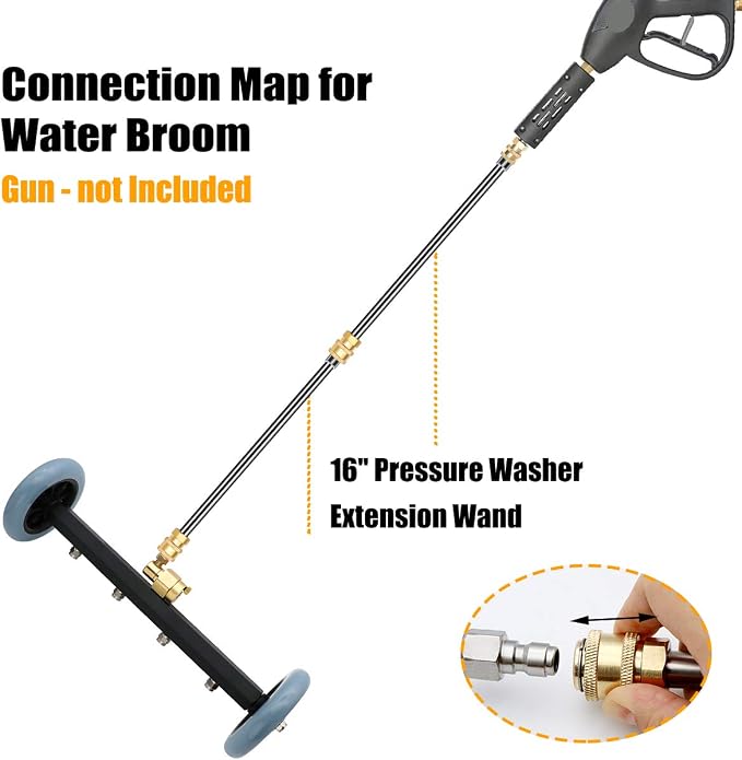 ZALALOVA Pressure Washer Undercarriage Cleaner, 16 Inch Power Washer Surface Cleaner Attachments, Under Car Wash Water Broom w/ 2 Pcs Extension Wand 1 Pc 60¡ã Angled Wand, 4000 PSI