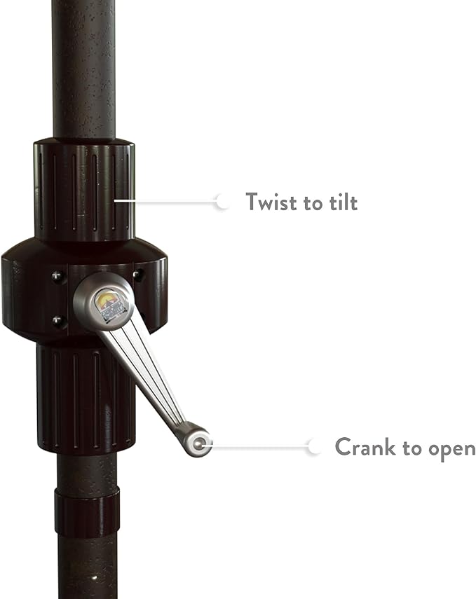California Umbrella 7.5' Round Crank Lift, Collar Tilt, Aluminum Pole, Fiberglass Rib Patio Umbrella, Bronze Finish