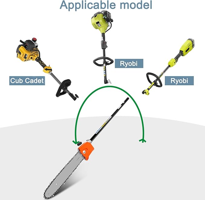 Gabasinove Pole Saw Chain attachment Compatible With Ryobi's Homelite Snapper Craftsman John Deere's WORX brushcutter Trimmethead and Powerhead Black