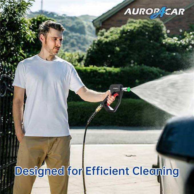 AURORA CAR 4350 PSI Short Pressure Washer Gun, 1/4” Quick Connector High Pressure Washer Gun with 3/8" Male Plug and M22-14 Fitting, Power Washer Gun Compatible with Foam Cannon, Car Wash Foam Gun