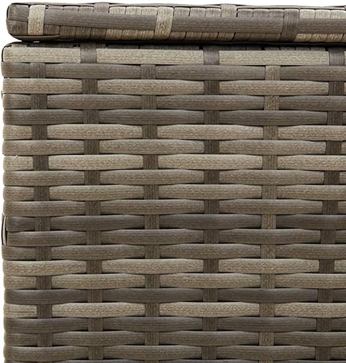 Garden Storage Box Grey PE rattan, Powder-coated steel Medium Deck Chest Outdoor Storage Container for Garden Deck