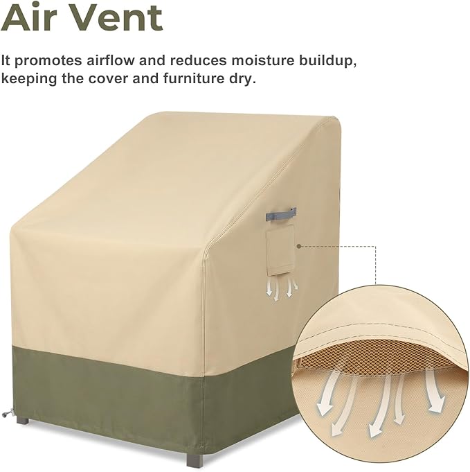 BPS Patio Chair Cover for Lawn Deep Seat and Deck Swivel Chairs, 600D Waterproof Cover with Attached Storage Bag and Reflective Handles for Outdoor Furniture, 28''W x 34''D x 38''H