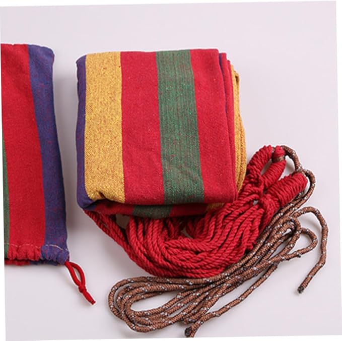 FRCOLOR Striped Canvas Swing Hammock Outdoor Camping Hanging Chair Portable 190x85cm Rainbow Color for Garden Patio Indoor Use