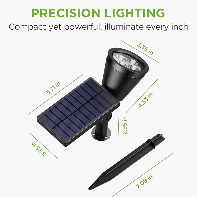 InnoGear 1 Solar Spot Lights Outdoor for Flag Pole Garden Yard, Cool White | Waterproof, Auto On/Off, Adjustable Brightness, 2 Installations, Tree, Uplights, Solar Powered Spotlight, Landscape Lighting