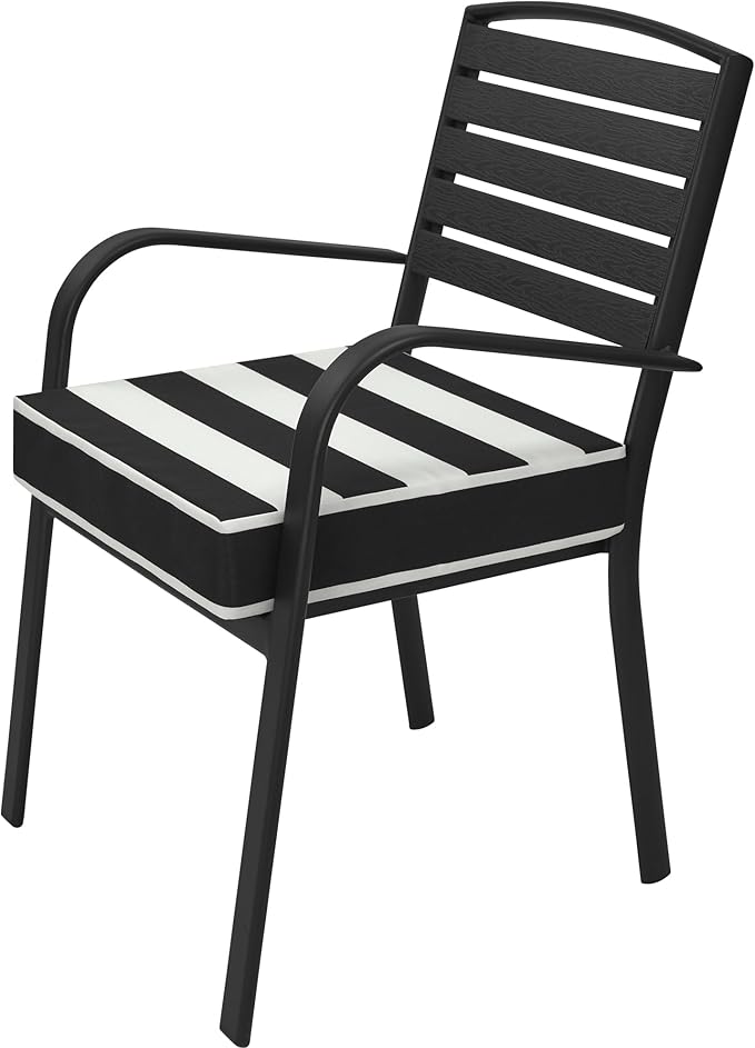 FUNHOME Outdoor Cushion Covers 20 x20 x4 inch,Set of 2,Non-Slip Grips Bottom,Chair Cushion Covers for Garden Patio Furniture Seat,Waterproof&Fade-Resistant Slipcover Only,No Insert(Black White)