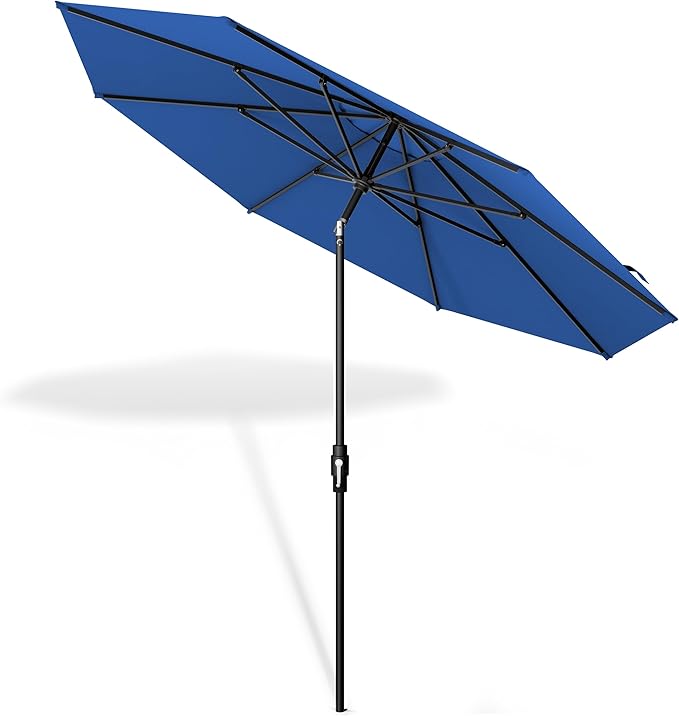 Midtown Umbrellas – The Swilt 8 Ft Patio Umbrella with 360° Swivel & Tilt Mechanism, Sunbrella Fabric & 8 Fiberglass Ribs – Outdoor Umbrella for Deck, Pool & Cafes – Dark Blue Canopy, Black Pole