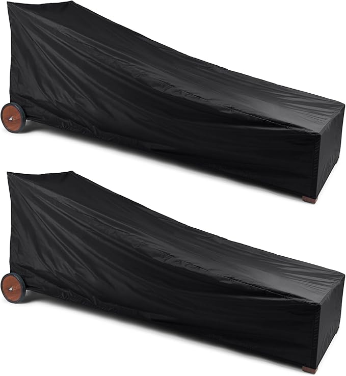 Covermates Chaise Lounge Cover - Light Weight Material, Weather Resistant, Elastic Hem, Seating and Chair Covers, 30W x 82D x 38H - Set of 2, Black