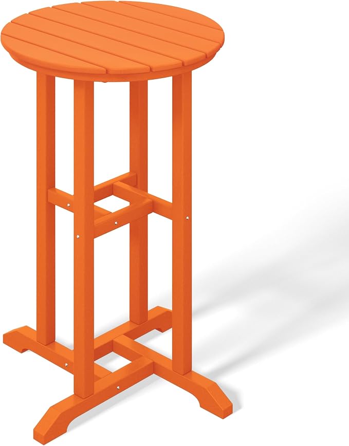 Costaelm Outdoor Bar Table, 37" Counter Height Round Patio Cocktail Bar Table, Patio Bar Table Bistro Dining Table Pub Table for Front Porch Deck, Backyard, Garden, Orange