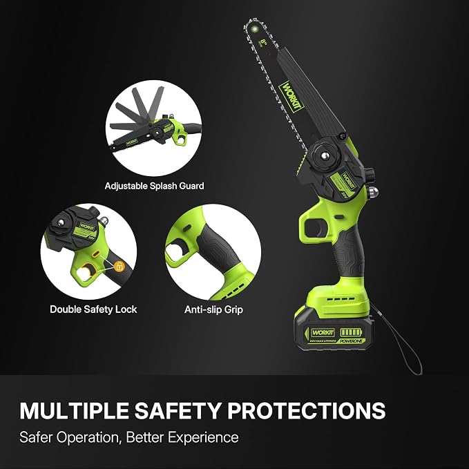 WORKIT 2-In-1 Electric Pole Saws for Tree Trimming, 6 Inch Mini Chainsaw Cordless with 2×4.0Ah Batteries, 14Ft Tree Trimmer Pole Saw, Electric Chainsaw with Auto Oiler, Tool-Free Tension