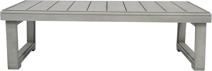 Christopher Knight Home Westchester Rectangular Outdoor Coffee Table, Slat Panel Side Table, Acacia Wood Side Desk for Backyard Balcony Garden, Weather Resistant Patio Tea Table, Light Grey