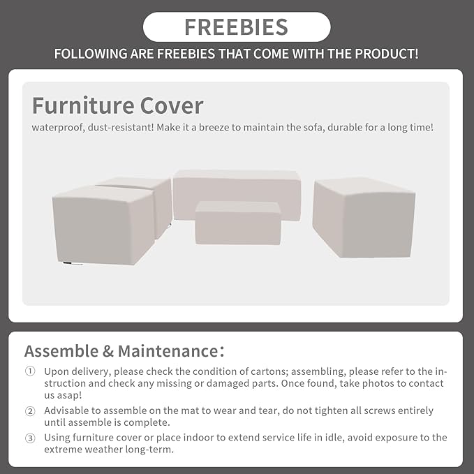 Rattaner Patio Furniture Set 5 Pieces Outdoor Furniture Set Outdoor Couch Coffee Table with Storage No-Slip Cushions and Waterproof Covers, Navy Blue