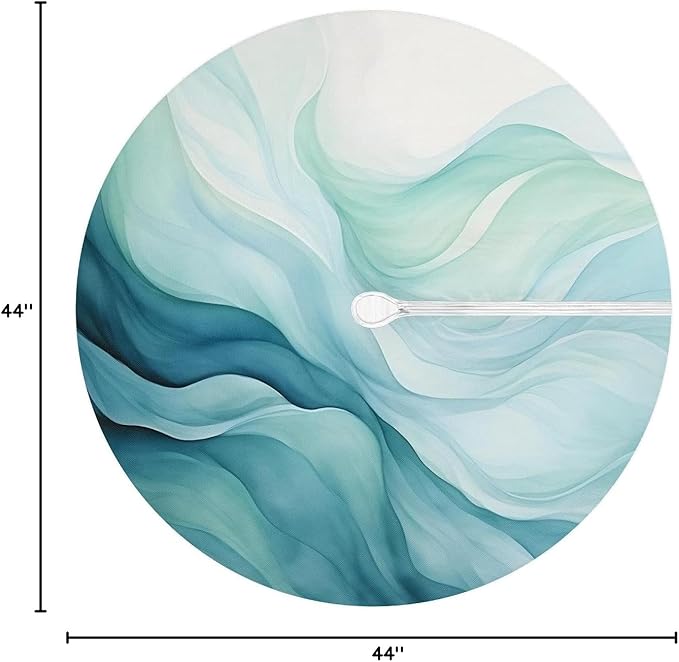 Fitted Round Tablecloth with Umbrella Hole and Zipper Abstract Teal Blue Outdoor Elastic Table Cloth 36"-44" Oil-Proof Waterproof Texture Patio Table Cover for Party Outdoor