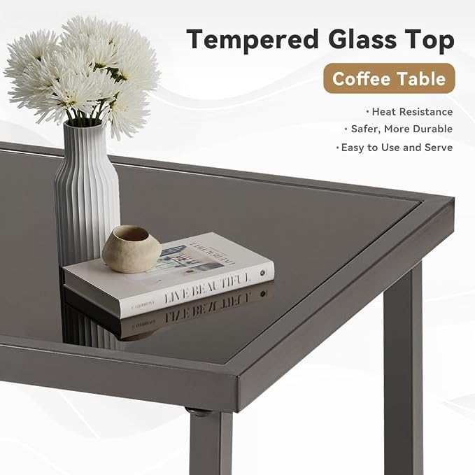 Patio Tables Wicker Side Table, Outdoor End Table with Storage Shelf, Patio Furniture Side Table for Sofa, Swivel Chairs, Garden, Balcony - Square