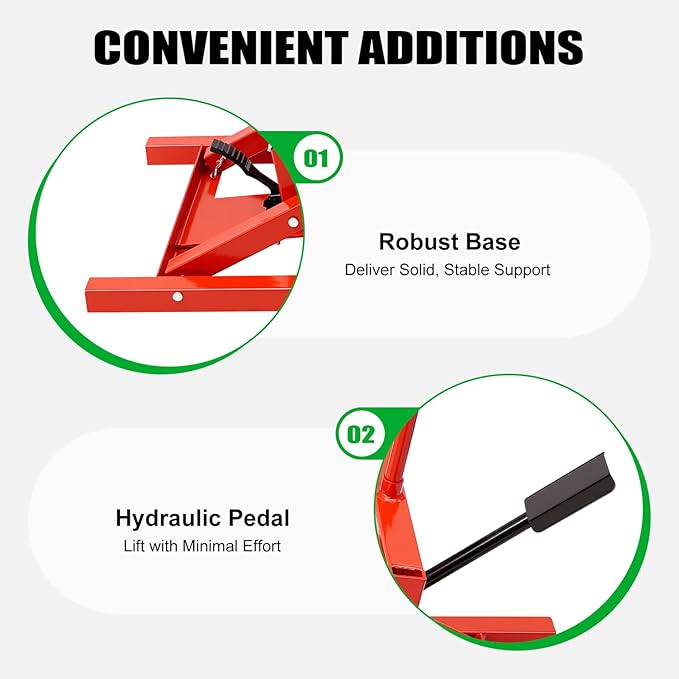 Lawn Mower Lift, Hydraulic Cylinder Lift Jack 500 Lbs Capacity, Retractable Riding Mower Lifts for Riding Tractors and Zero Turn Lawn Mowers Maintenance and Repair (Red)