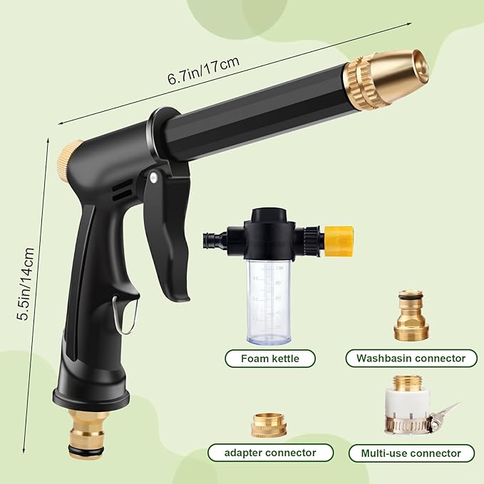 Jet Nozzle Power Washer for Garden Hose, 2026 New 4 Mode Pressure Washer Wand with Soap Dispenser and Quick Connectors for Car Washing Patio Driveway Outdoor Cleaning