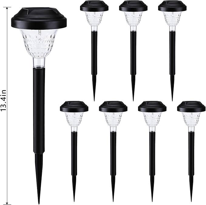 Joomer Solar Pathway Lights, 8Pack 10LED Solar Landscape Lights with Auto Lighting Sense & 2 Modes, Waterproof Outdoor Walkway Light, Warm White Cascading Garden Light for Yard, Patio, Lawn, Driveway
