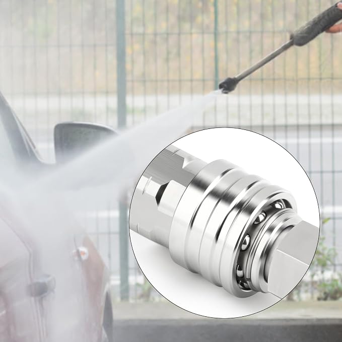 TAISHER 4PCS 304 Stainless Steel 1/4" Female NPT High Pressure Washer Quick Connect Coupler for Pressure Washing Gun Hose Accessories
