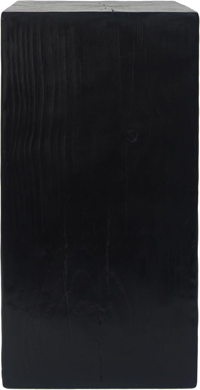 Patio End Table, Square Column, Black, Weather-Resistant