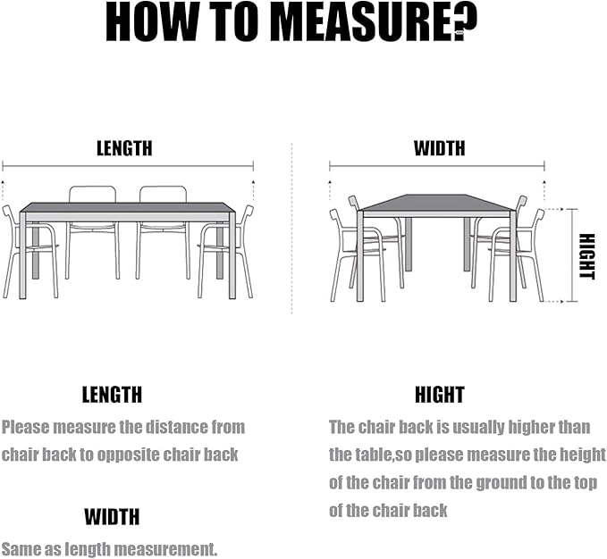 Garden Furniture Covers Waterproof Patio Furniture Covers for All Weathers, Heavy Duty 600D Oxford Fabric Rectangular Windproof Anti-UV Outdoor Table Covers【Black】(127.95" Lx70.87 Wx27.95 H)