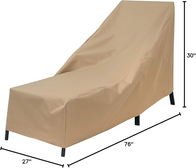 Modern Leisure Basics Patio Chaise Lounge Chair Cover - Weather-Resistant Fabric - Furniture Protection Perfect for Patio, Deck, and Porch - 76" L x 27" W x 30" H - Khaki - 1-Pack - 2023 Model