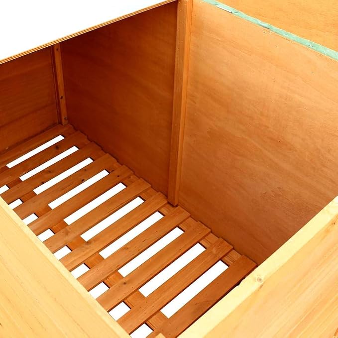 Outdoor Storage Box, Large Wood Deck Bin with Waterproof Roof, 49.6 Inch Garden Chest for Patio Cushions, Pillows, and Tools, Brown