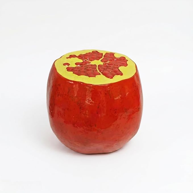 Pomegranate Fruit Stool, Resin Decorative Seat & Side Table, Indoor Outdoor Garden Patio Decor, Weather-Resistant, Multi-Purpose