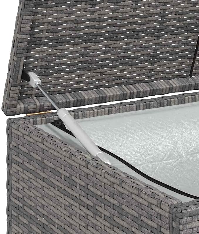 Grey Poly Rattan Garden Storage Box with Water-Resistant Finish, Collapsible Design, and Durable Construction for Outdoor Storage Chest Box