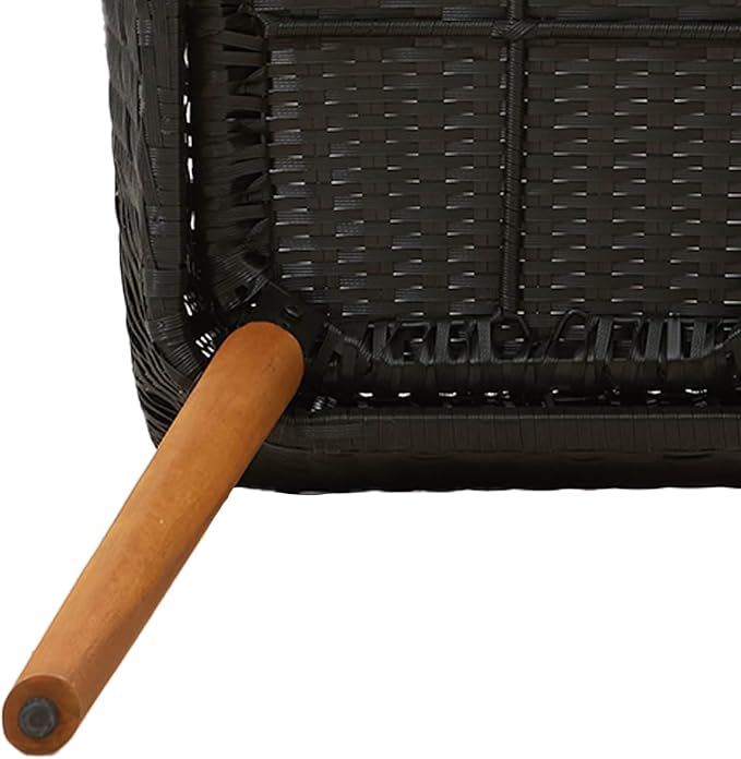 Garden Dining Set with Cushion 5 pcs Black Poly Rattan Outdoor Patio Furniture Table and 4 Chairs with Tempered Glass Top Weather Resistant for Backyard Deck Lawn Entertaining 970 lb Capacity