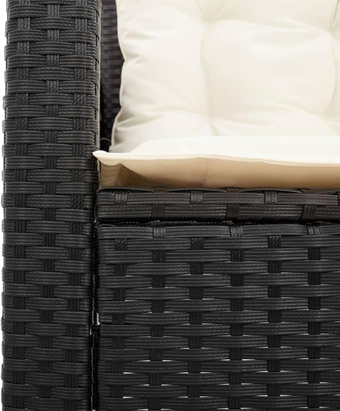 Patio Sofa with Table and Cushions, Outdoor Dining Sets Porch Furniture Set Patio Conversation Set Front Porch Furniture for Poolside Garden Exhibition L-Shaped Black Poly Rattan