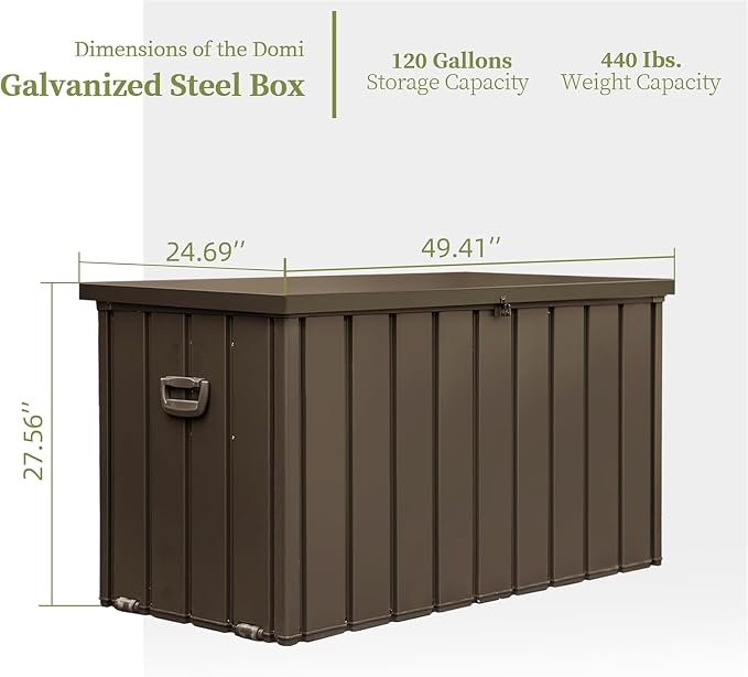 120 Gallon Outdoor Storage Deck Box Waterproof, Large Patio Storage Bin for Outside Cushions, Throw Pillows, GTools, Lockable (Dark Brown)