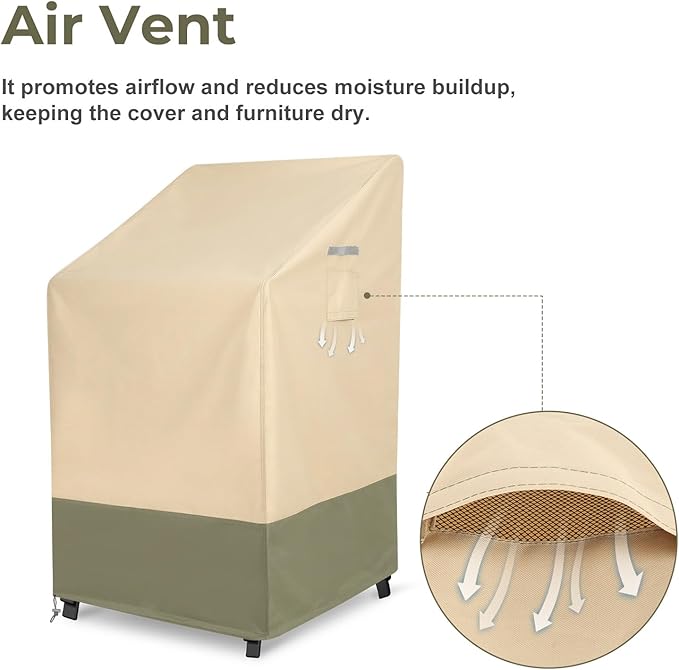 BPS Patio Stackable Chair Cover, Waterproof 600D Oxford Outdoor Chair Cover with Attached Storage Bag and Reflective Handles for Furniture Protection, 28W x 34D x 52H Inches