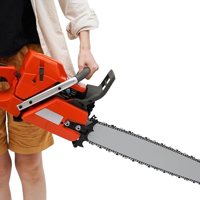 71CC 10000Rpm Gasoline Powered Chainsaw, 2 Stroke Handheld Cordless Petrol Chain Saw Use for Cutting Wood Outdoor Garden Farm Home Forest Logging Chopping Wood