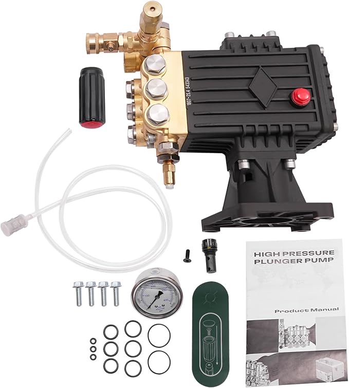 4000 PSI Pressure Washer Pump Direct Drive, 4 GPM High Pressure Replacement Power Washer Water Pump Gas Powered Washer with 1" Hollow Shaft Brass Head for Horizontal Shaft Gas Engine Honda GX390