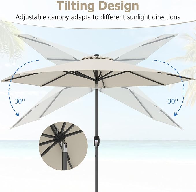 Giantex 9ft Patio Umbrella Outdoor, Market Table Umbrella w/Push Button Tilt and Crank, 180G Polyester Fabric and Sturdy Ribs, Sun Canopy Umbrellas for Patio Garden Beach Deck Pool