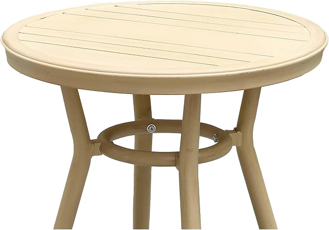 24/7 Shop at Home Cato Modern Aluminum 22 in. Outdoor Round Side Table for Outdoor Kitchen, Garden, Yard, Poolside, Natural Brown
