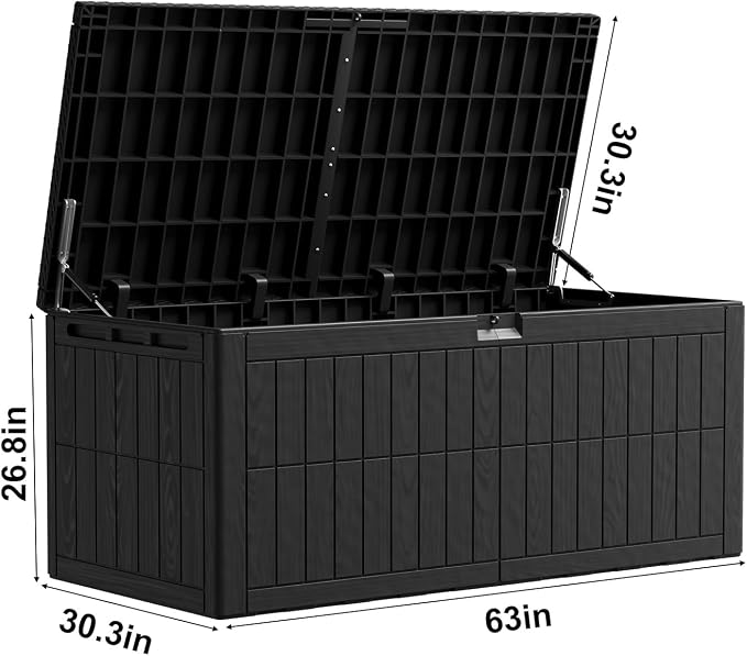 220 Gallon Extra Large Deck Boxes Outdoor Waterproof Lockable | Outdoor Storage Box with Double Wall Resin Construction for Patio Furniture Garden Tools Pool Supplies