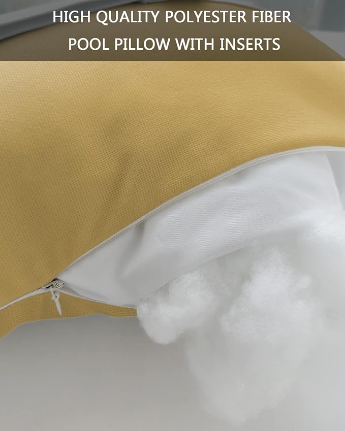 Outdoor Pillows Covers with Inserts Yellow and White Gradient Waterproof Recliner Pillow with Adjustable Strap Throw Pillows for Patio Furniture Pool Lounge Chair, 11x16 inch, 1PCS
