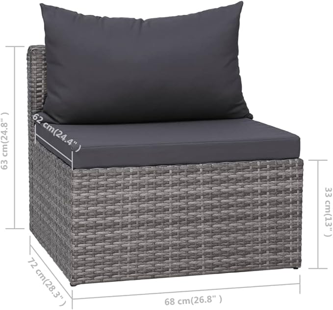 Patio Lounge Set with Cushions,Outdoor Tables and Chairs,Outdoor Furniture Sets,Patio Conversation Sets,for Garden,Deck,Backyard,8 Piece Poly Rattan Gray