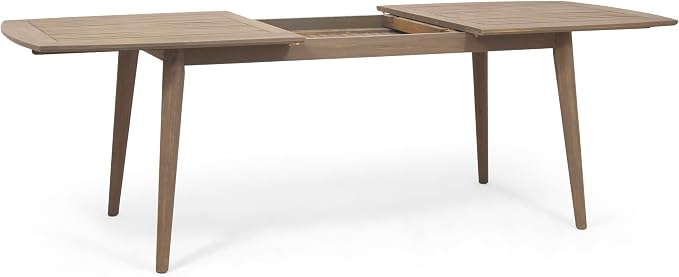 IRONORA Grey Wash Acacia Wood Extendable Patio Dining Table, 94.5 Inch Rectangular Slatted Top Outdoor Farmhouse Table for 6-8 People, Weathered Wooden Table for Backyard Balcony
