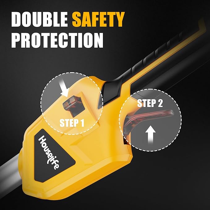 16-Inch Cordless String Trimmer Compatible with DEWALT 20V MAX Battery (Tool Only), Brushless Weed Eater & Edger with Dual-Line Bump Feed & Dual Safety Switch, Electric Weed Wacker (0.08'' Line)