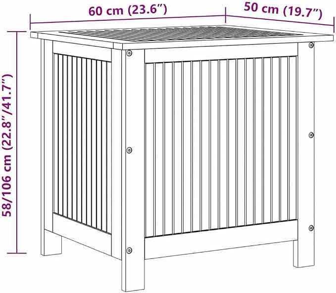 Patio Storage Box Solid Wood Acacia Outdoor Chest 23.6"x19.7"x22.8" Weather Resistant Deck Bench Container for Garden Cushions Toys Tools