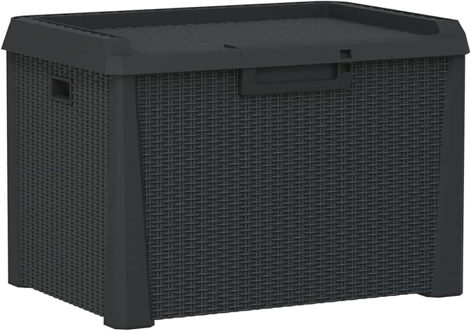 Gecheer Patio Rattan Deck Box Patio Storage Box Anthracite 33 gal p p